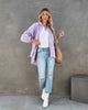 Oversized Denim Long Jacket Women Frayed Hem