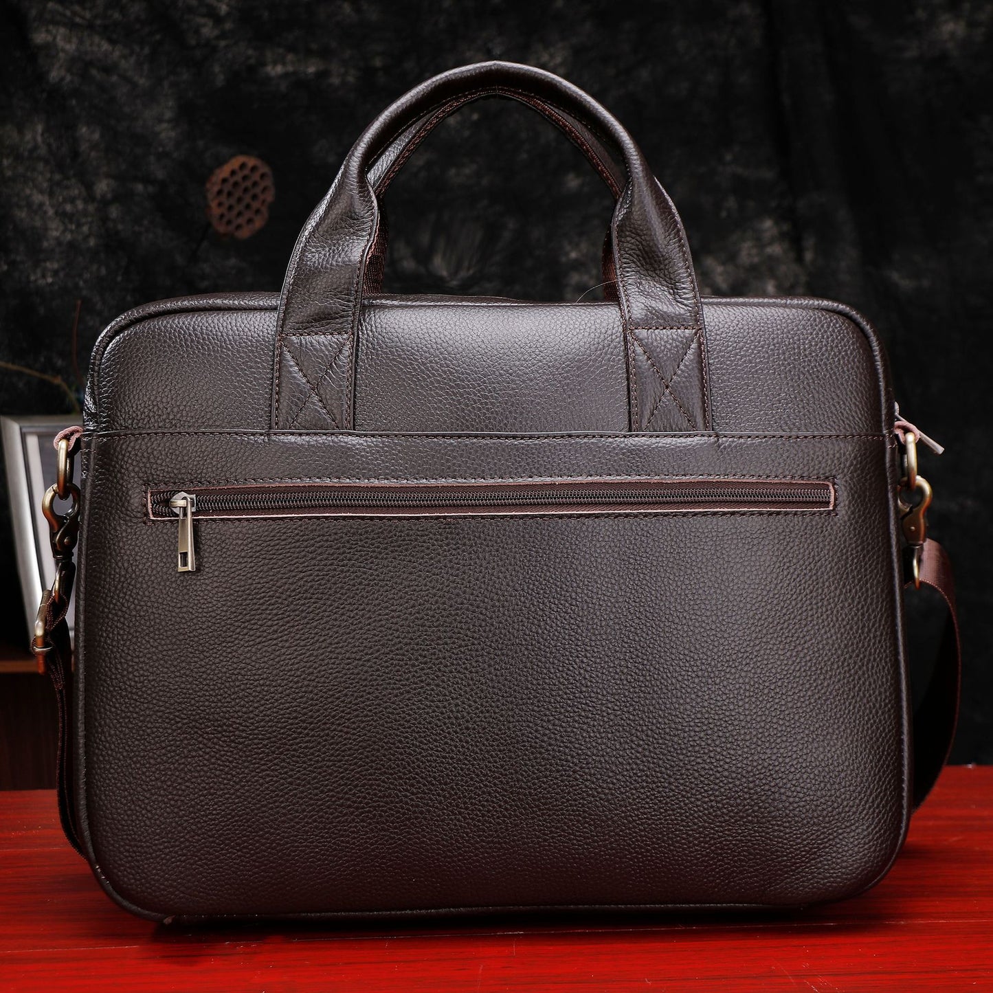 Laptop Leather Briefcase Business Shoulder Bag