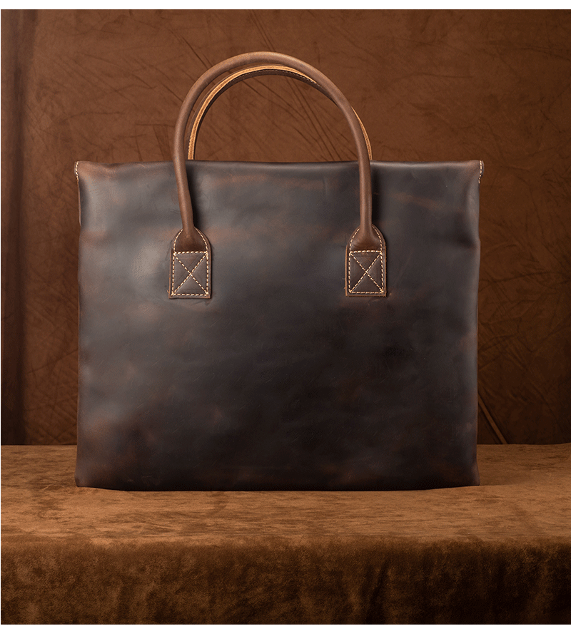 Genuine Leather Slim Briefcase Bag for Men