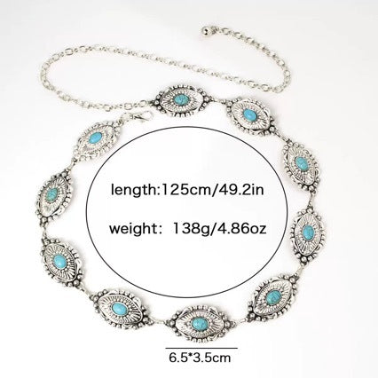 Waist Chain with Turquoise Look Medallions for Women