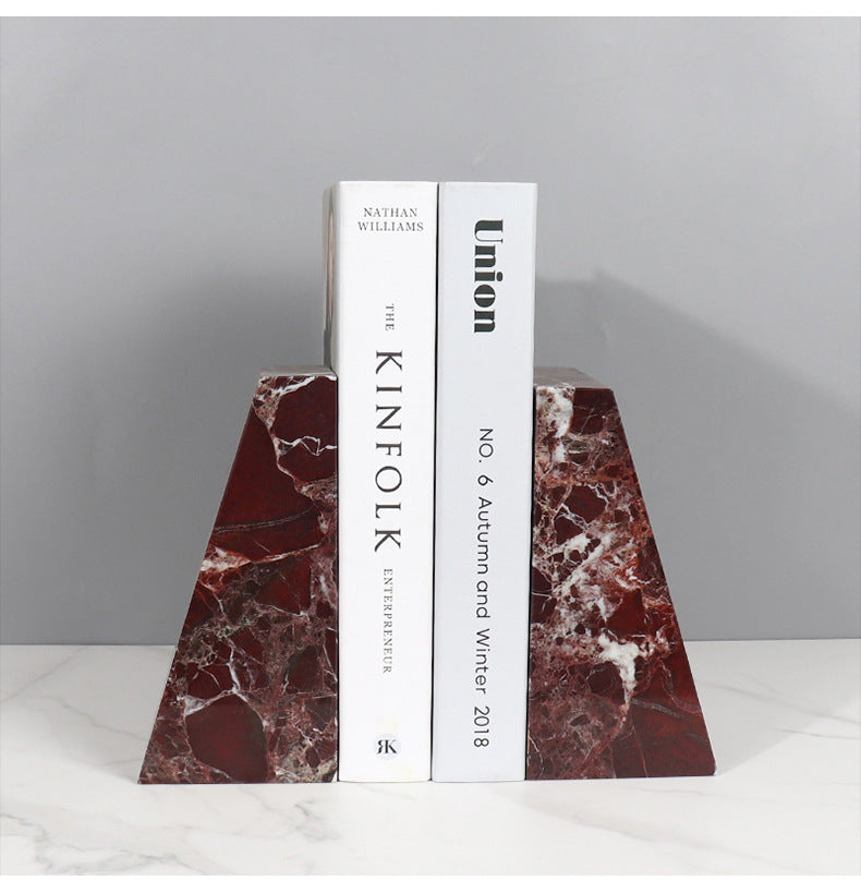 Modern Natural Marble Bookends for Home Office and Living Room