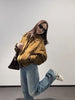 Brown Modern Biker Oversized Suede Jacket Women