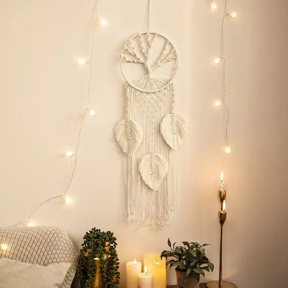 Tree of Life Dream Catcher Macrame Wall Hanging Cotton Boho Tapestry