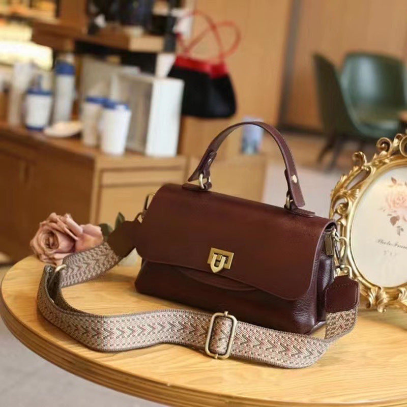 Genuine Leather Small Flap Shoulder Bag Crossbody