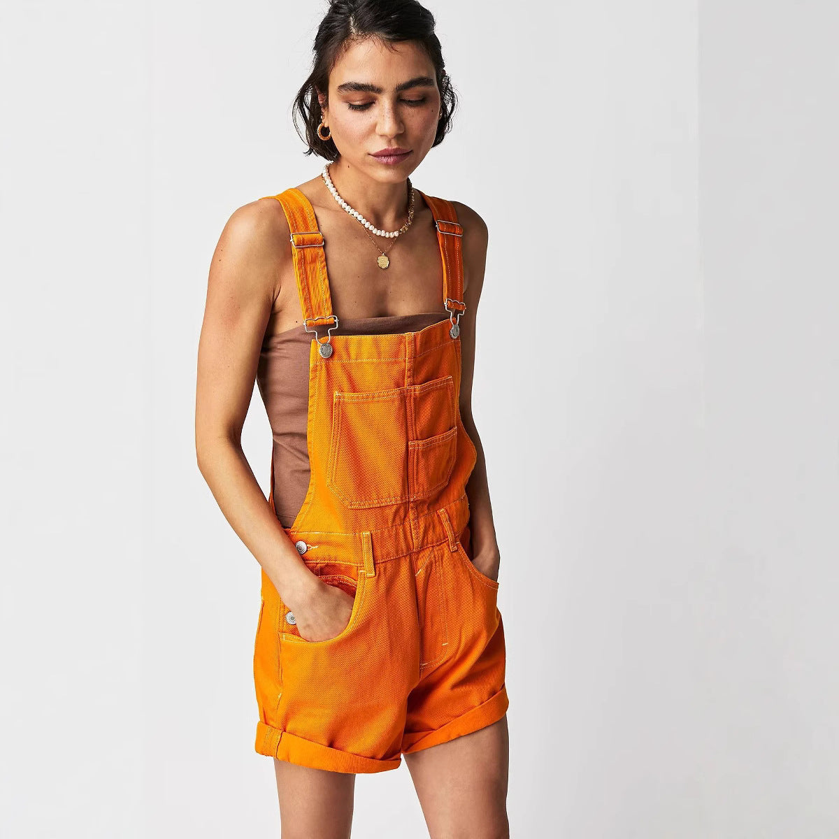 Trendy Women's Denim Short Overalls