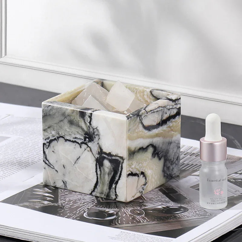 Nordic Marble Candlestick Holder Square Stone Candle Cup
