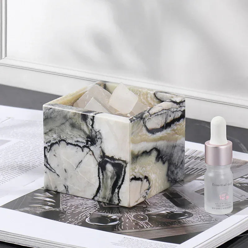 Nordic Marble Candlestick Holder Square Stone Candle Cup