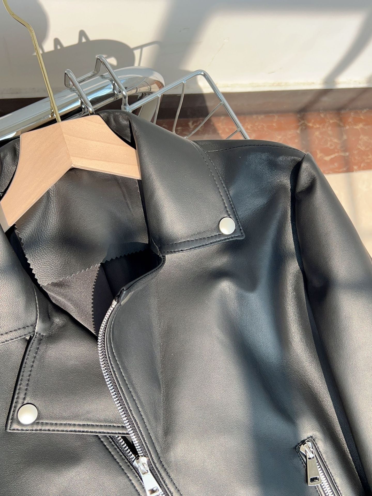 Women Black Leather Jacket Genuine Sheepskin Moto Bomber