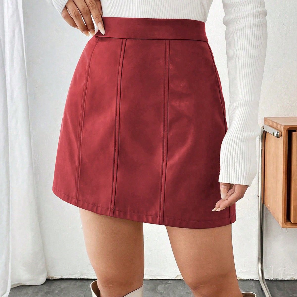 Women's faux Leather A-Line Mini Skirt