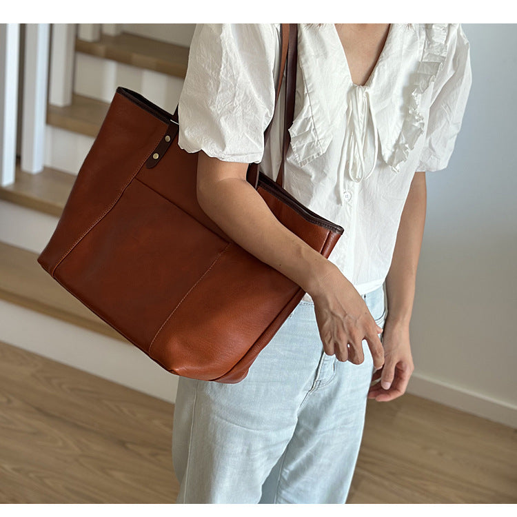Full Grain Leather Tote Bag Office Shoulder
