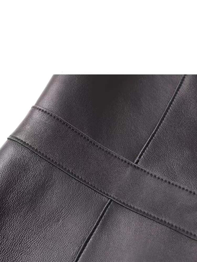 Women leather Vest with Belt Slim Waist Biker Style