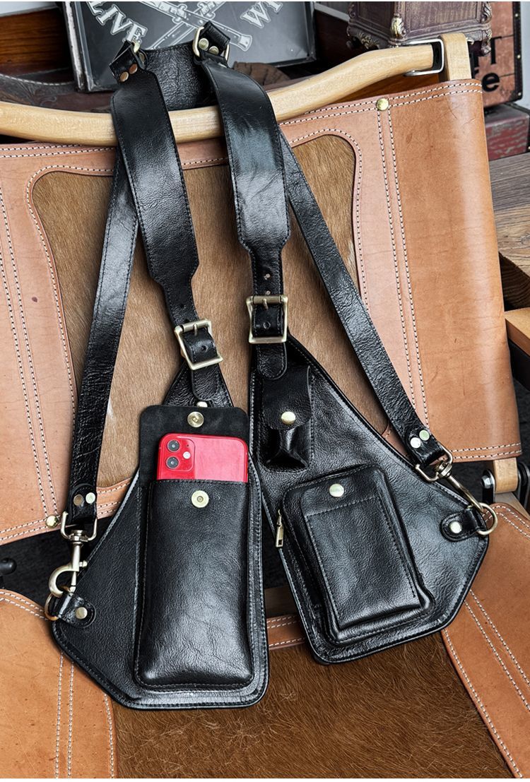 Men's Leather Shoulder Holster Bag Dual Chest Utility Design
