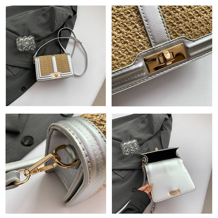Small Woven Straw Crossbody Bag Summer Beach Purse
