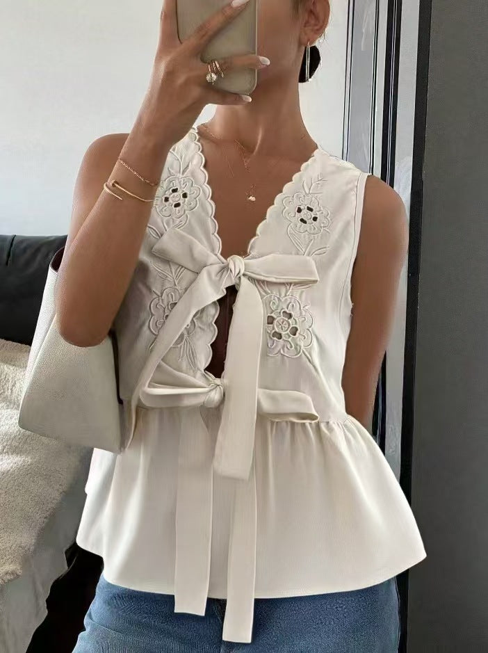 Camisole with Contrast Belt and Square Neckline