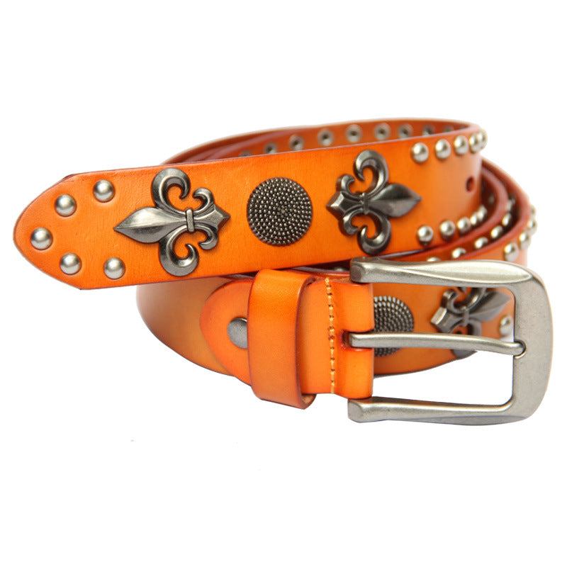 Studded Punk Leather Belt With Rivets