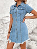 Petite Women's Short Sleeve Denim Dress