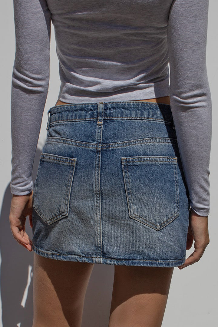 Slim Fit Mini Denim Skort