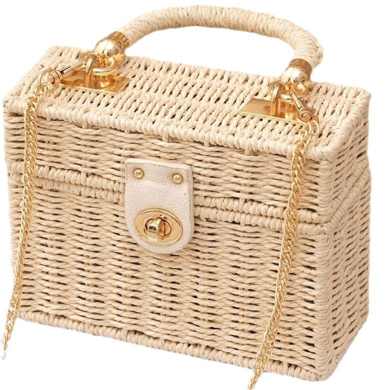 Hand Woven Box Bag Crossbody Chain Purse