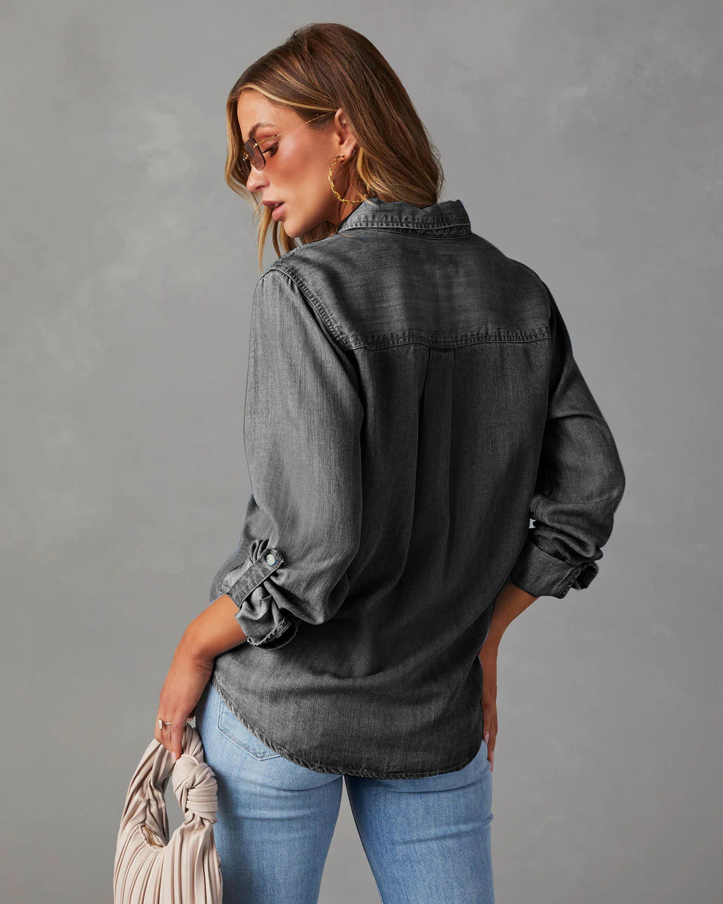 Lightweight Denim Shirt Women Long Sleeve