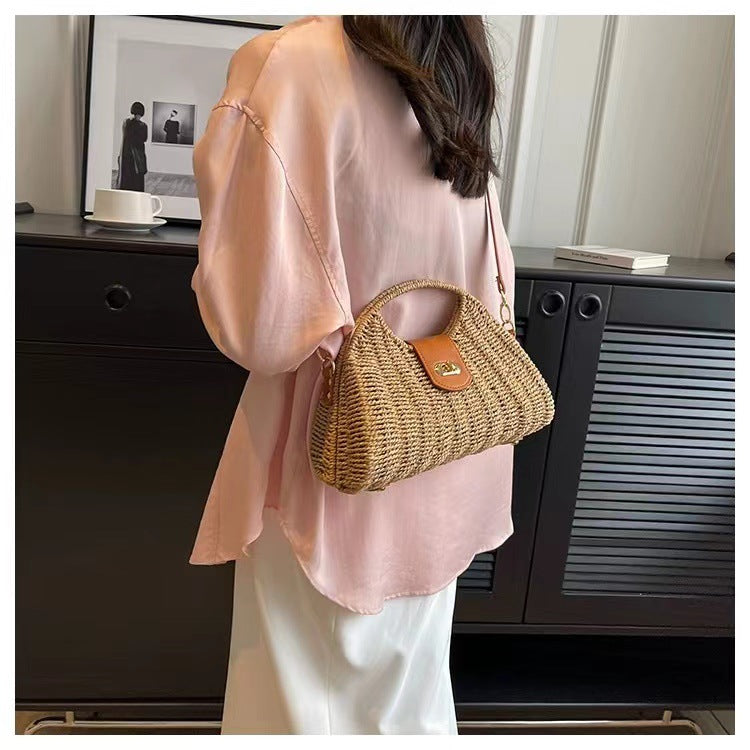 Straw Woven Beach Crossbody Bag for Women