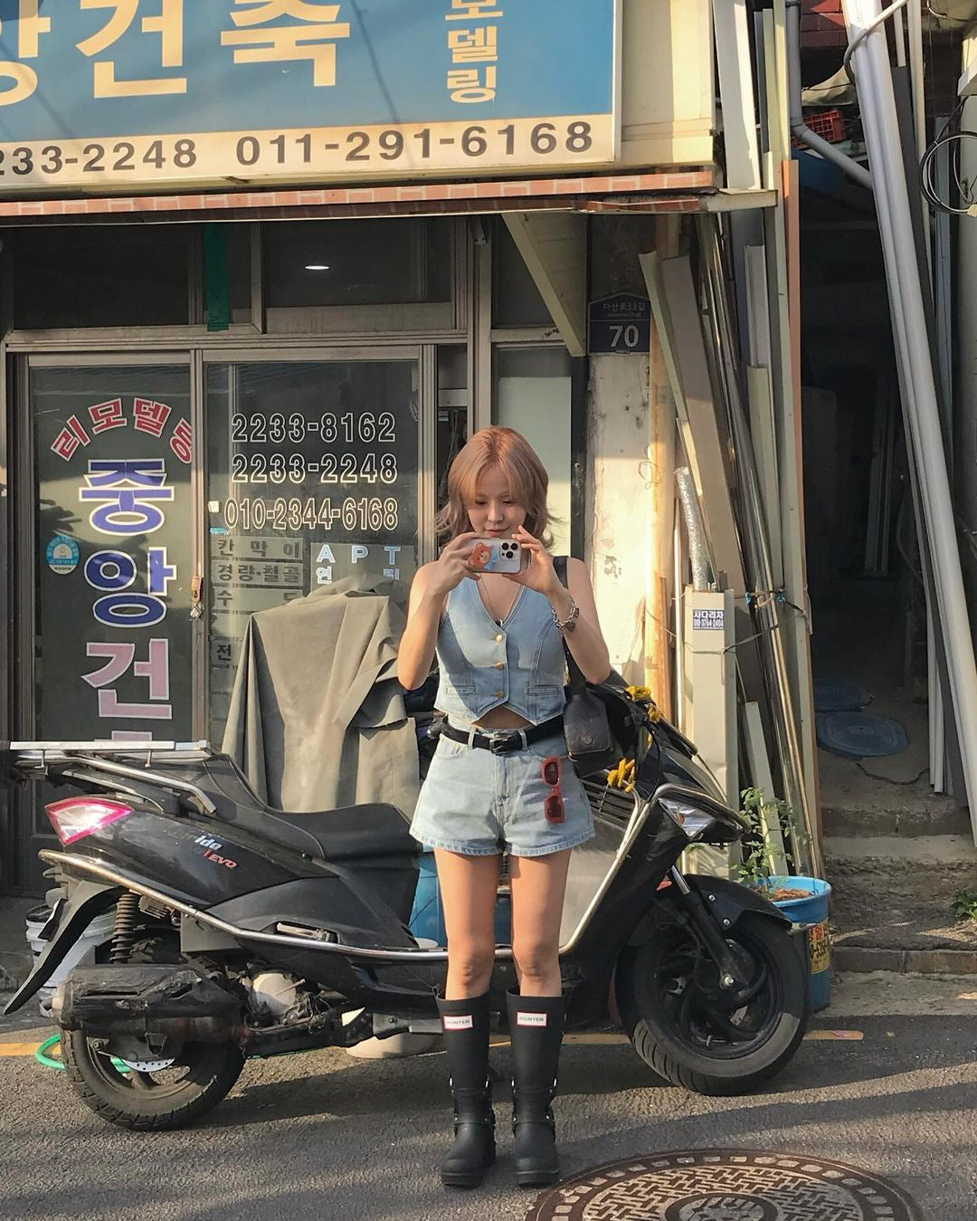 women sleeveless denim cropped vest casual