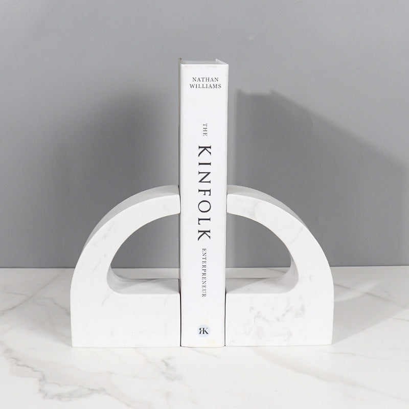 Modern Natural Marble Bookends for Home Office and Living Room