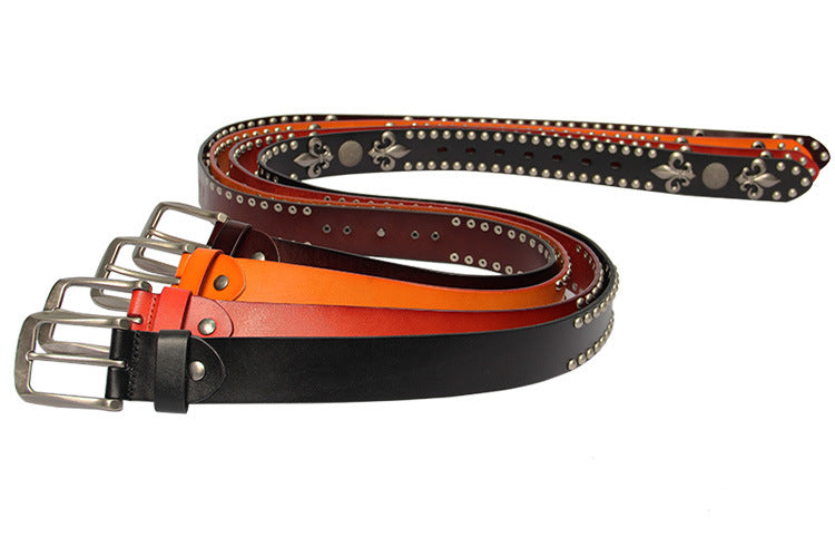 Studded Punk Leather Belt With Rivets