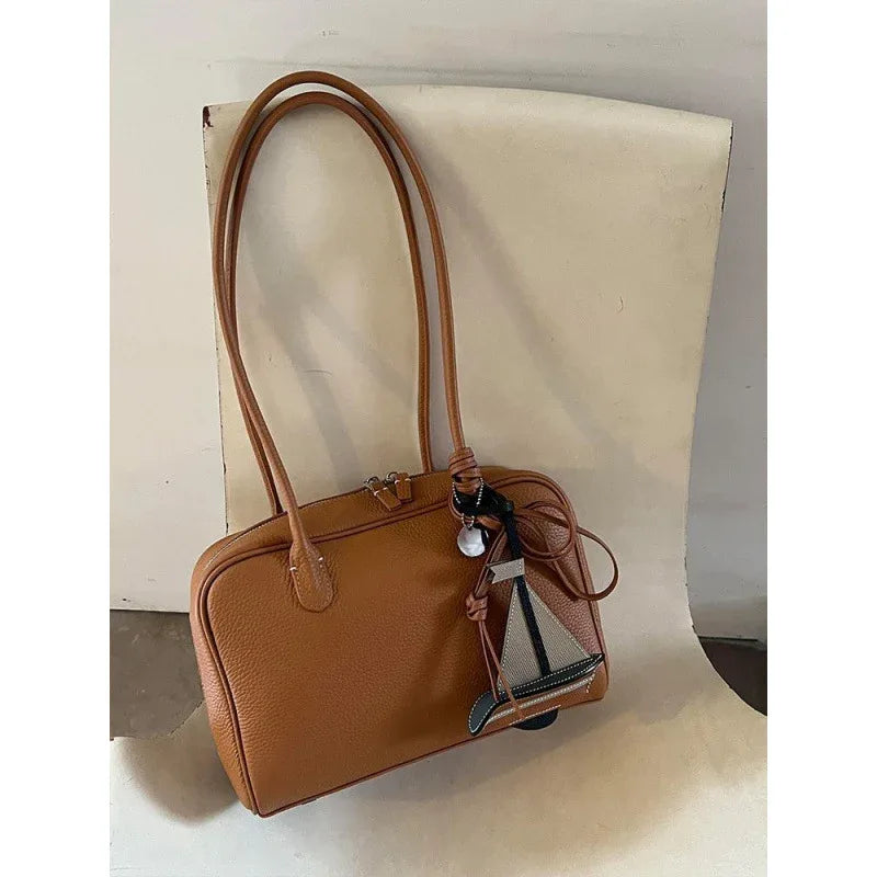 Women’s Leather Boston Pillow Shoulder Handbag