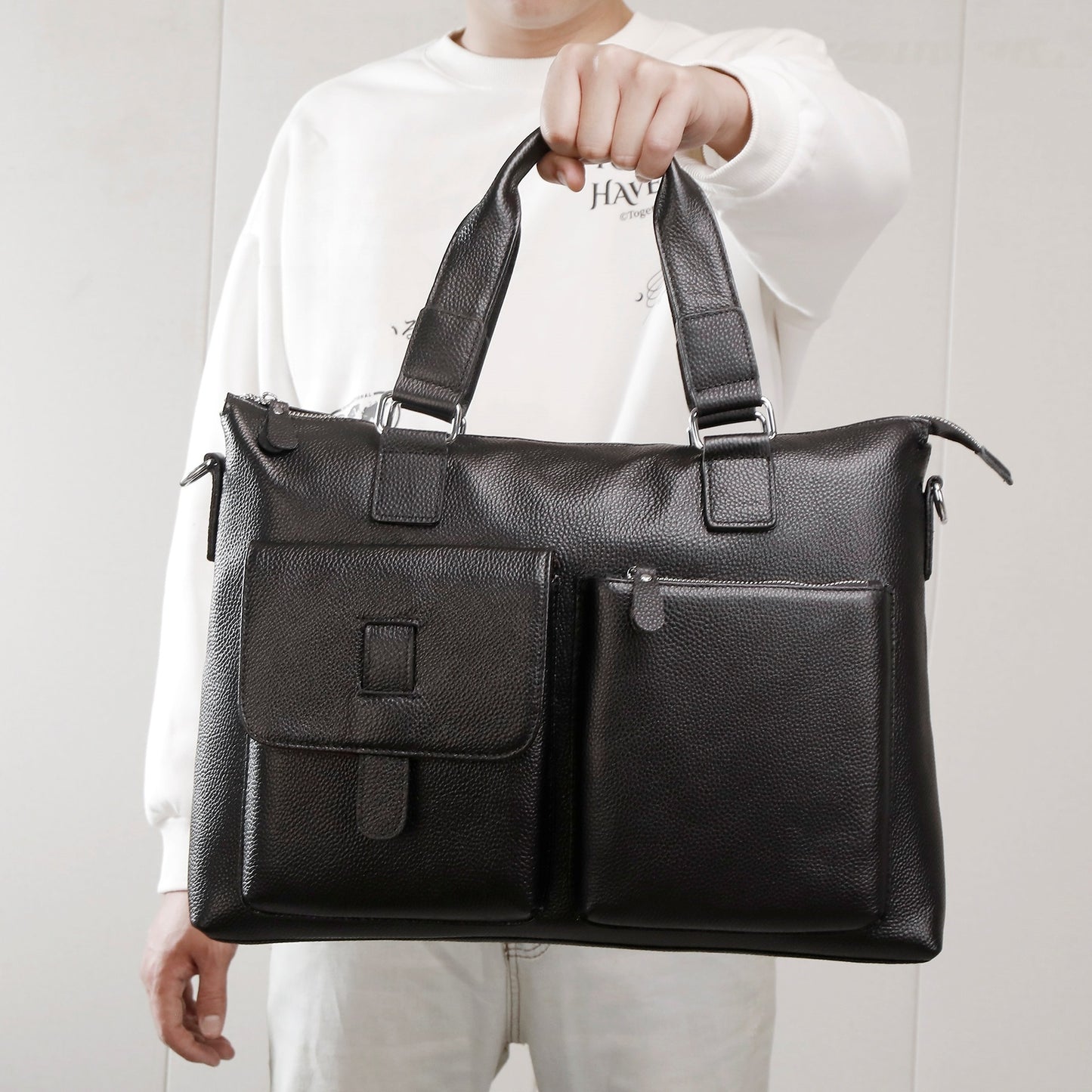 Genuine Leather Office Bag With Laptop Compartment
