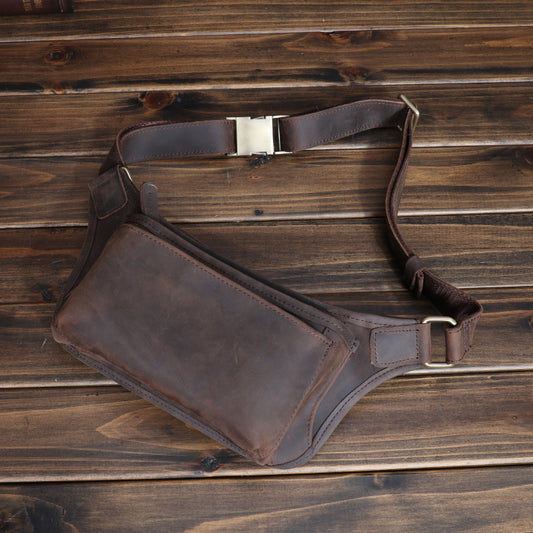 Genuine Leather Waist Bag Men Crossbody