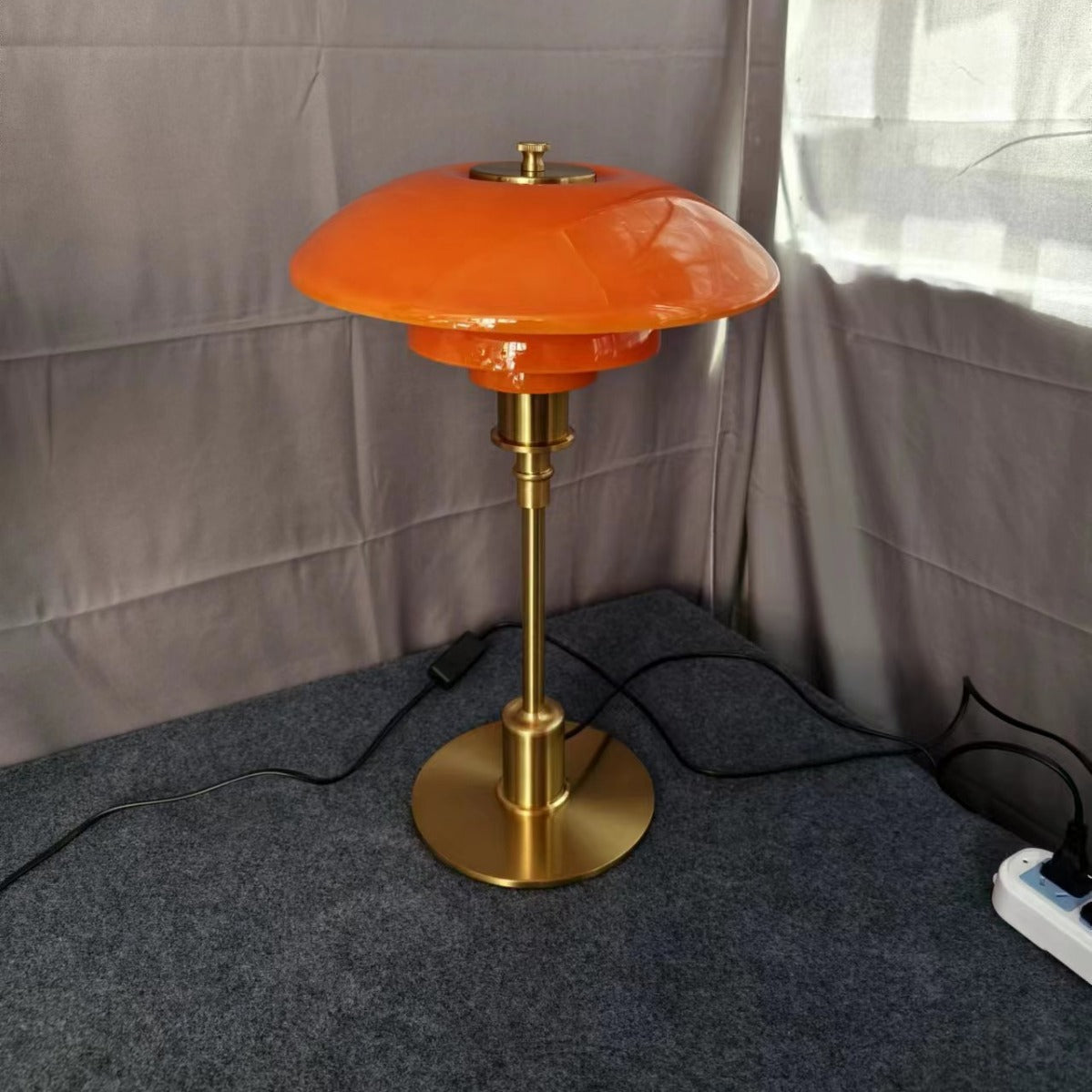 Mushroom Glass Bedside Light with Button Switch