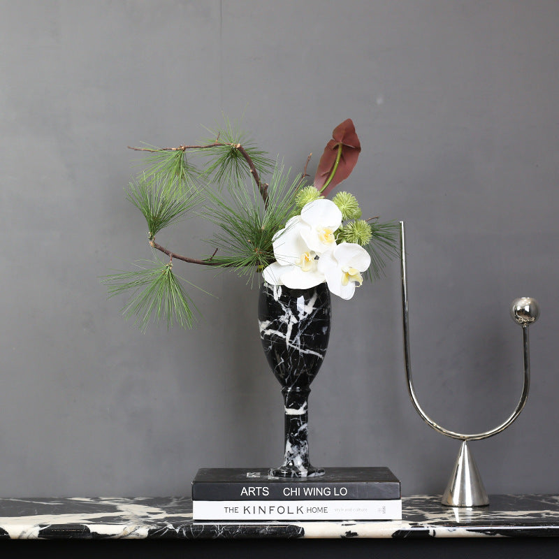 Black and White Marble Vase for Living Room Decor