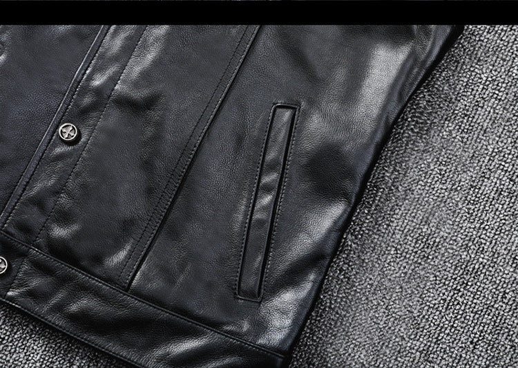 Biker Leather Vest Men Slim Fit Motorcycle Vest