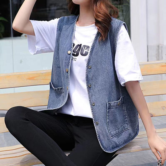 denim sleeveless jean vest