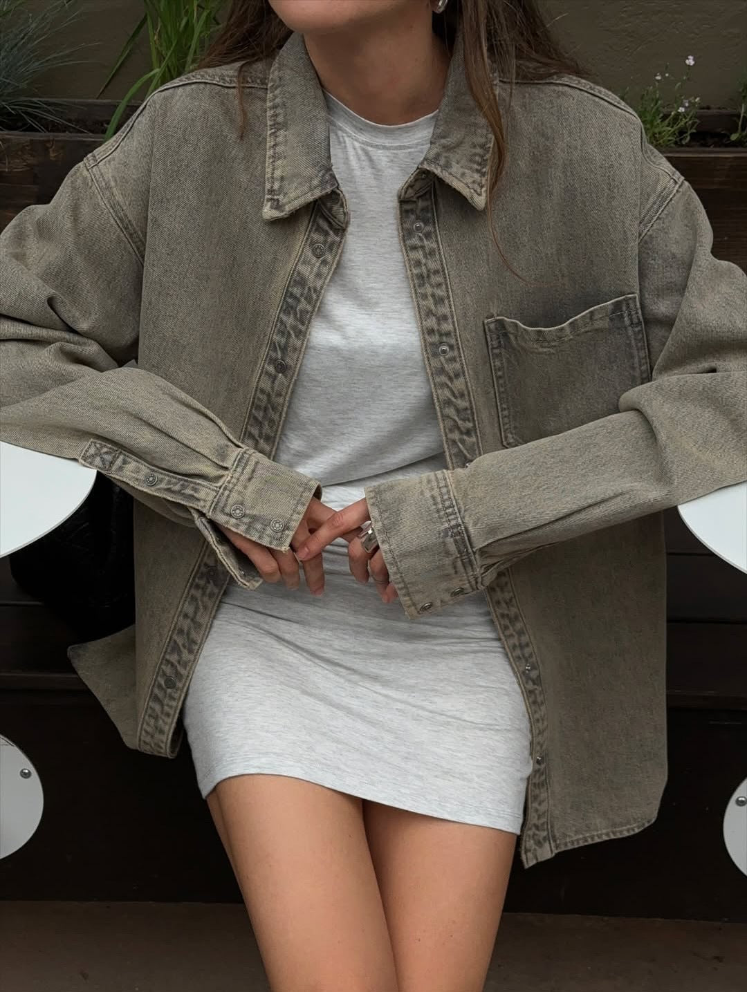 lightweight denim shirt long sleeves oversized womens