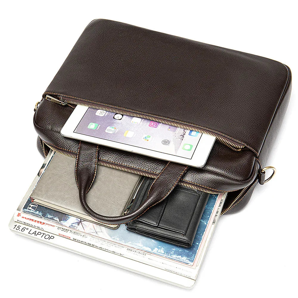 Men's Leather Messenger Bag Briefcase Office Bag