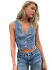 Women's Denim Vest Top With Front Buttons