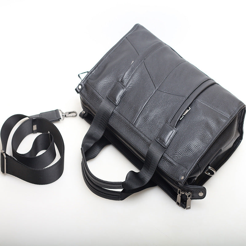 Black Leather Laptop Bag Messenger Shoulder Purse