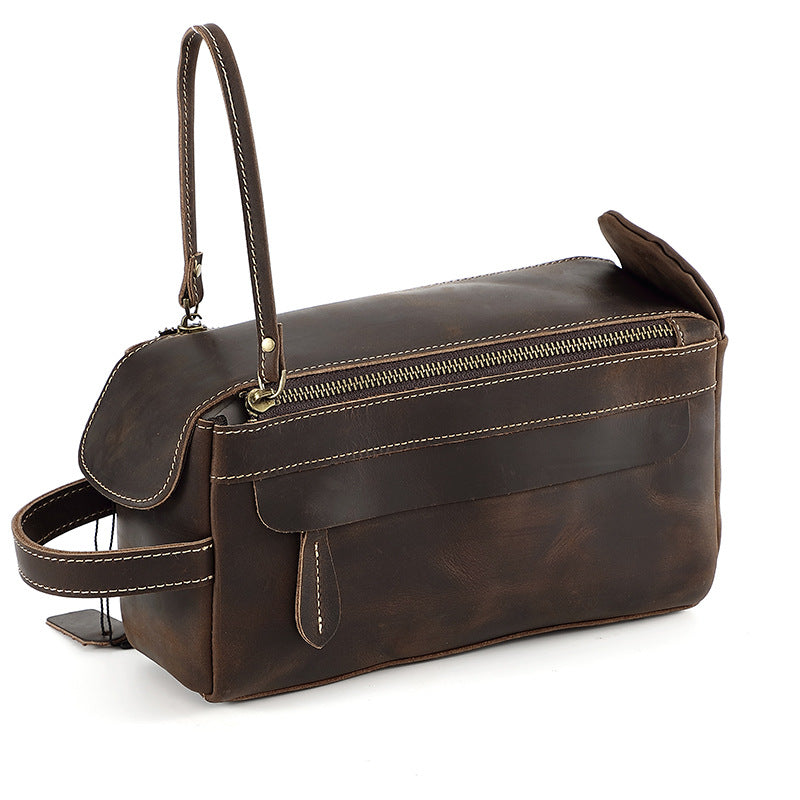 mens toiletry bag real leather