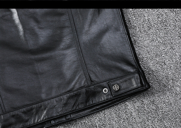 Biker Leather Vest Men Slim Fit Motorcycle Vest
