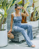 Acid Wash Flared Denim Jumpsuit for Women