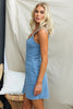 Sleeveless Blue Jean Mini Dress with Zipper Front