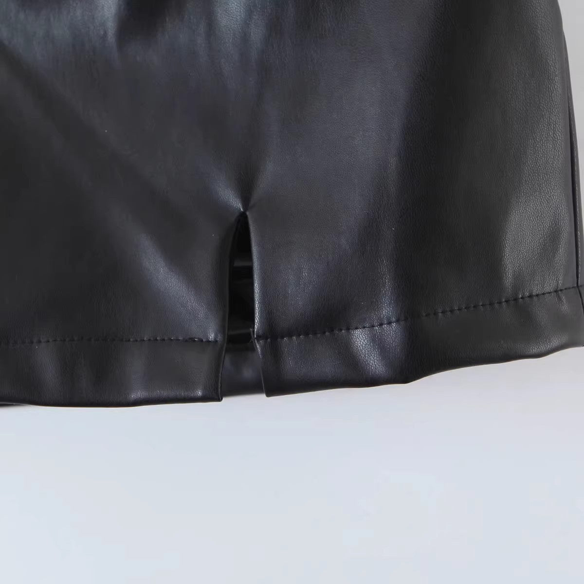 Above knee Causal PU Leather Short Skirts