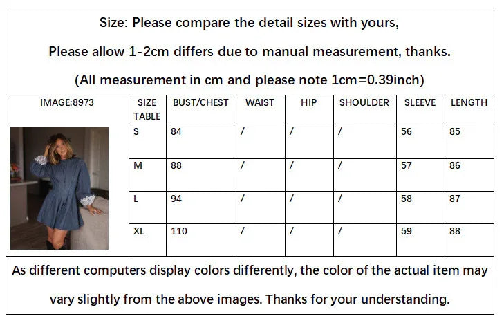 Women’s Long Sleeve Denim Dress with Lace Cuffs