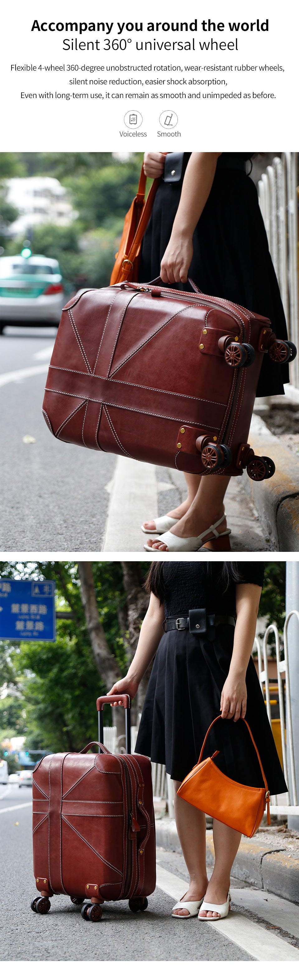 Genuine Leather 20 Inch Airline Cabin Trolley Bag Luggage
