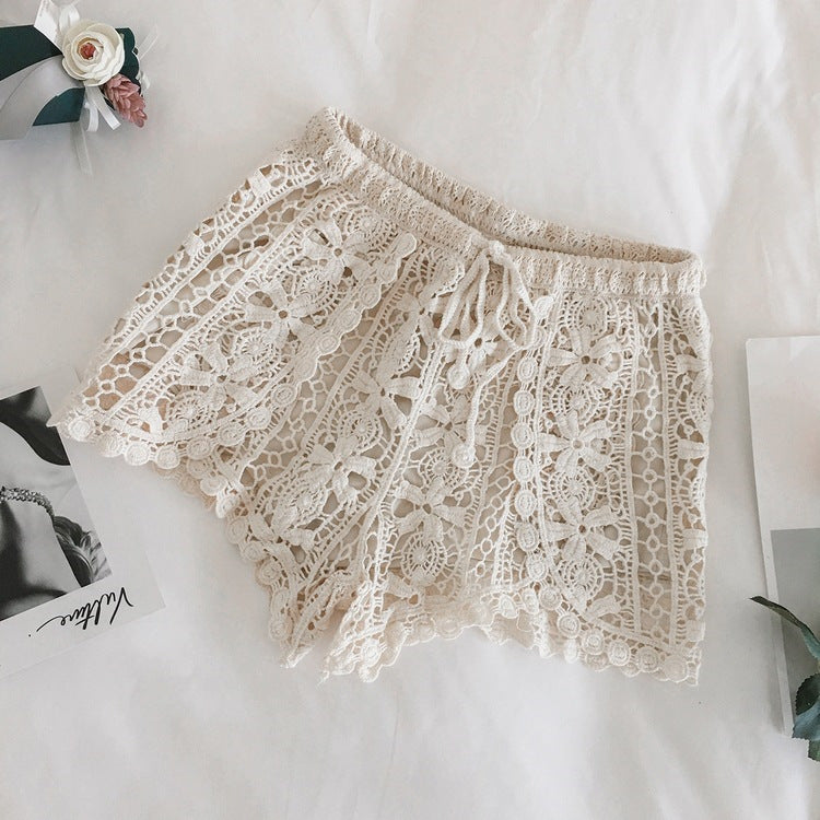 women lace trimmed summer shorts