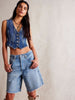 Front Four Button Women's Denim Vest