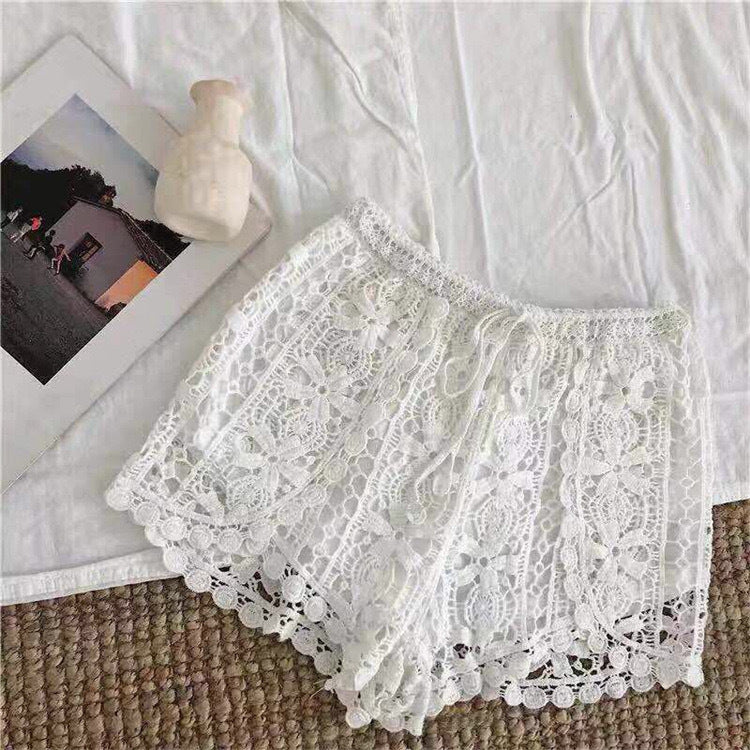 women lace trimmed summer shorts