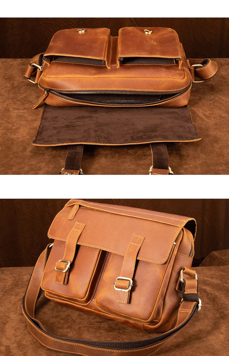mens leather shoulder messenger bags for men