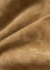 Tan Real Suede Leather Jacket for Women with Drawstring Hem